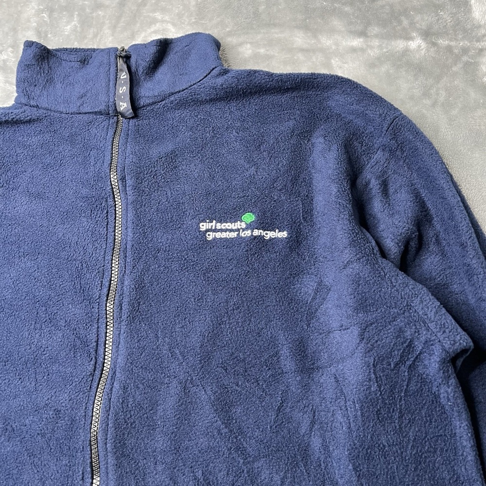 Girl Scouts Jacket Women Size XL Navy Blue Fleece Full Zip Vintage Made In USA - Picture 2 of 6